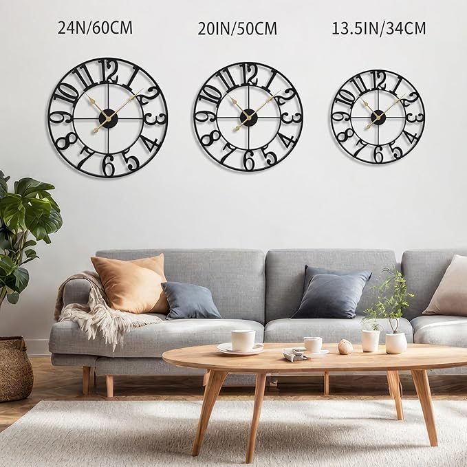 LEIKE Large Wall Clocks, Non Ticking, Battery Operated Small Vintage Round - Image 2
