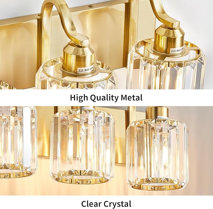 Crystal Vanity Lights, Modern 4-Light Bathroom Lights Over Mirror, Bathroom - Image 5