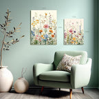 LLEEMPI Framed Watercolor Floral Wall Art Set of 3, Colorful Wildflower Wall - Image 4