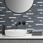 AULIGET 20 Sheets Black Slate Peel and Stick Backsplash, PVC Mixed Metal Silver - Image 6