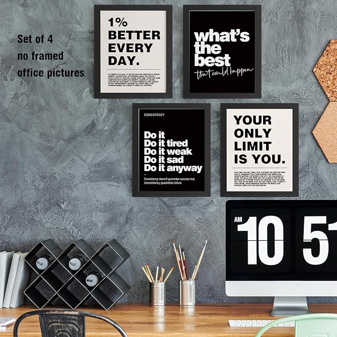 DSHFG Motivational Inspirational Office Wall Art Decor Prints Set of 4 - Image 5