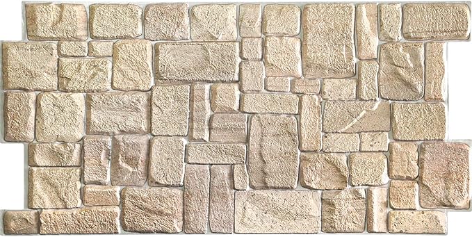 Dundee Deco PG7005-10 Beige Faux Limestone PVC 3D Wall Panel, 3.3 ft X 1.7 ft - Image 4