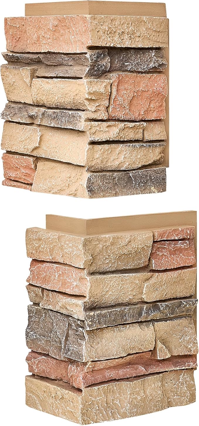 1.77 Inch Deep 3D Faux Stone Corner Panels Matching 6 Piece Set - Image 3