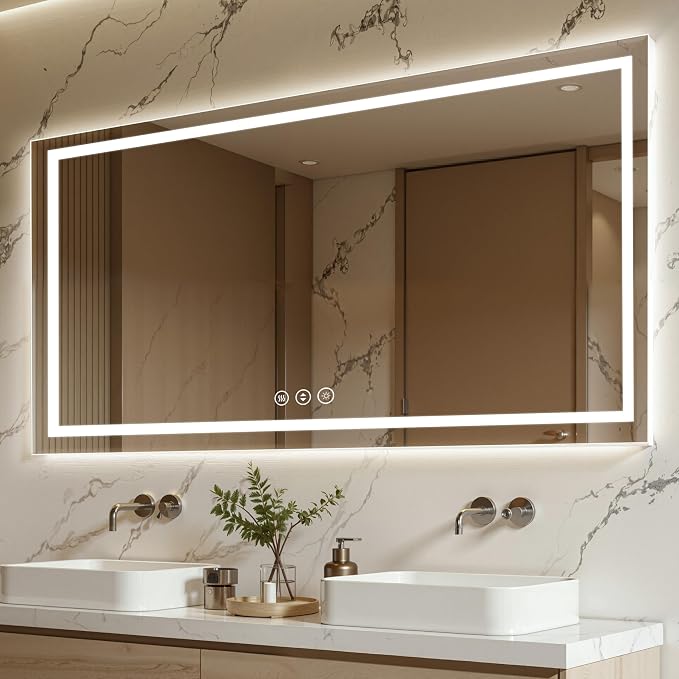 72X40 LED Bathroom Mirror with Lights, Backlit + Front Lit, Lighted Bathroom by Rpoesx