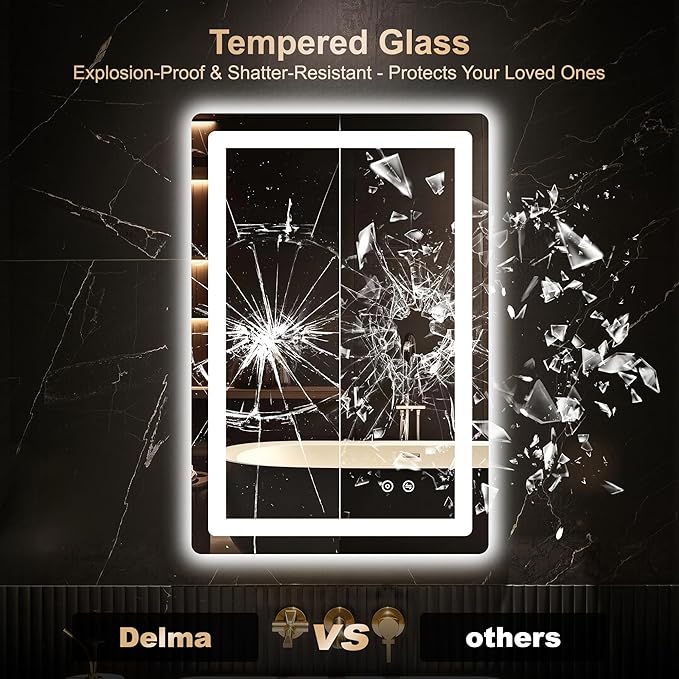 Delma LED Bathroom Mirror with Lights, 30x20 Vanity Mirror - Image 5