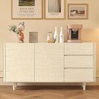 Amiya Grasscloth Cream Wallpaper 17.3"x120" Peel and Stick Beige Faux Fabric - Image 2
