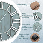 Quelay 20 Inch Coastal Wall Clock, Quiet Ticking Battery Operated, Rustic Retro - Image 3
