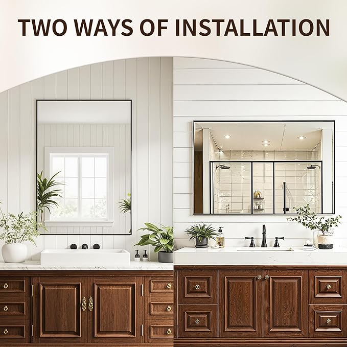FICTOR Bathroom Vanity Mirror-Black, Shatterproof & Anti-Rust, Wall Mount - Image 3