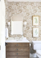 Erfoni 16.9" x197" Beige Floral Peel and Stick Wallpaper Boho Floral Leaf - Image 5