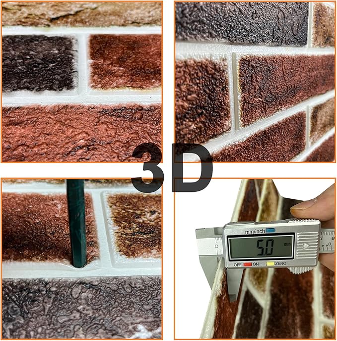 20-Pack 104 Sq.Ft 3D Wall Panels Peel and Stick 3D Faux Brick Wallpaper Peel - Image 5