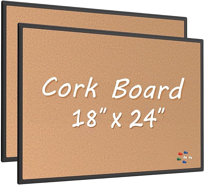 2-Pack Cork Board Bulletin Board 24 x 18, Office Board by Justdowhatyouwanttodo