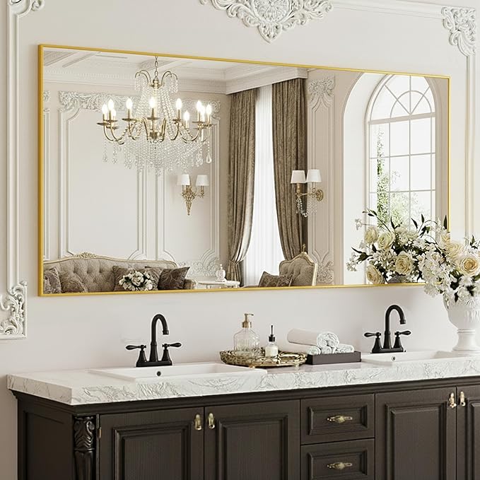 FICTOR Bathroom Vanity Mirror-Gold, 60x30 Inch, Shatterproof & Anti-Rust by FICTOR