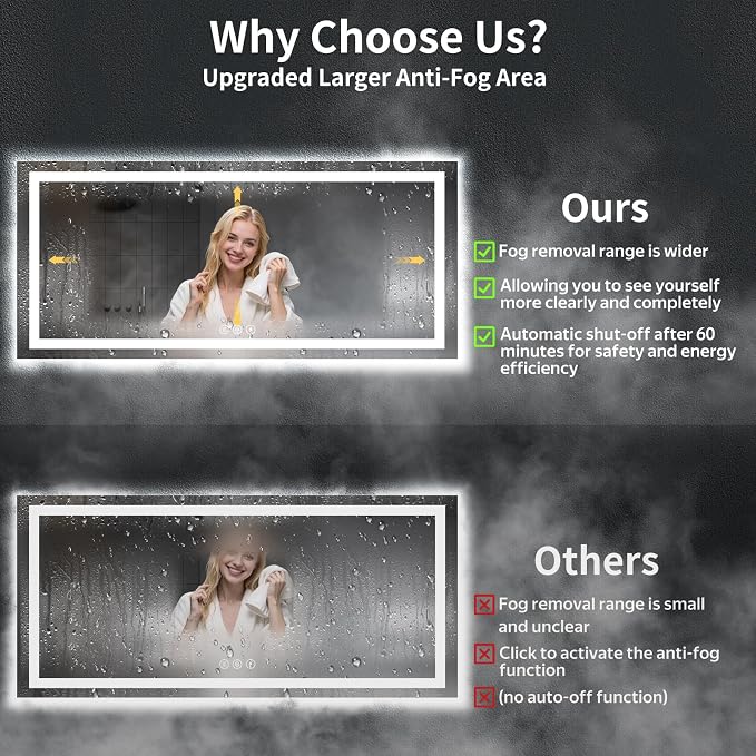 72"x32" LED Bathroom Mirror - Image 3