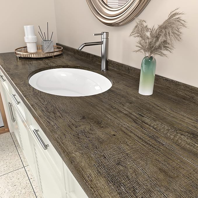 WESTICK Brown Wood Peel and Stick Countertop Wallpaper Waterproof Wood Contact - Image 3