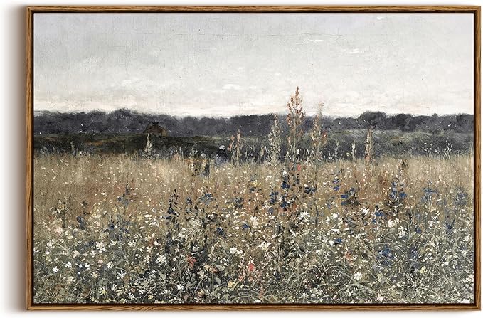 InSimSea Framed Canvas Wall Art Vintage Decor, Large Wall Art, Meadow by InSimSeaArt
