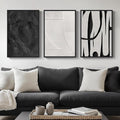 Framed Black and White Abstract Wall Art, 3 Piece Modern Canvas Prints by Cuspin