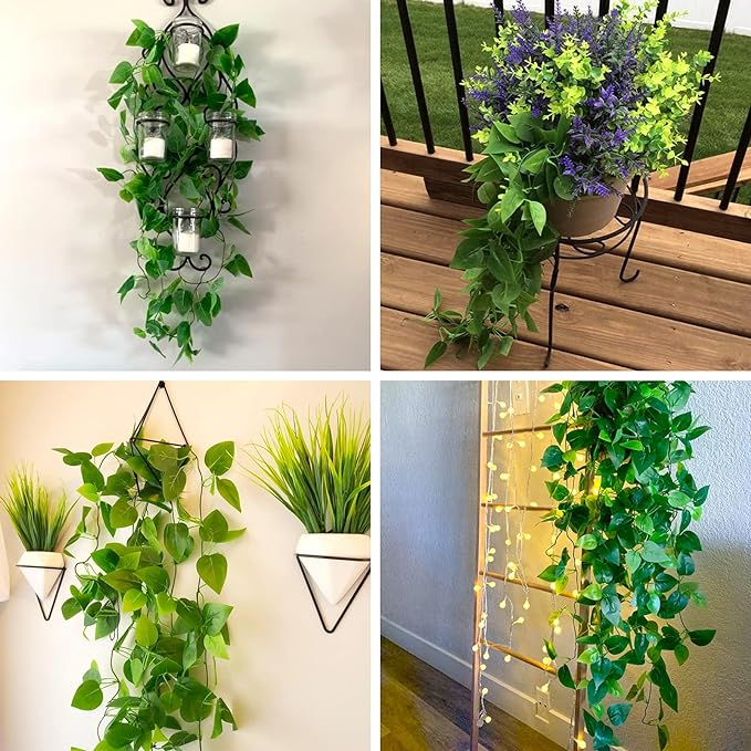 CEWOR 2pcs Fake Hanging Plants for Room Decor, 3.6ft Artificial Ivy Pothos Vine - Image 5