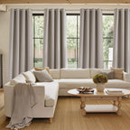 NICETOWN Angora Faux Linen Room Darkening Rod Pocket Curtains 63 inch Length - Image 4