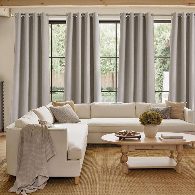 NICETOWN Angora Faux Linen Room Darkening Rod Pocket Curtains 63 inch Length - Image 4