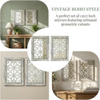 Set of 2 13x17 Inch Rectangular Shatterproof Decorative Wall Mirrors, Boho - Image 4