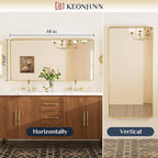Keonjinn Gold Bathroom Mirrors for Over Sink 48” x 24” Large Brushed Brass - Image 9
