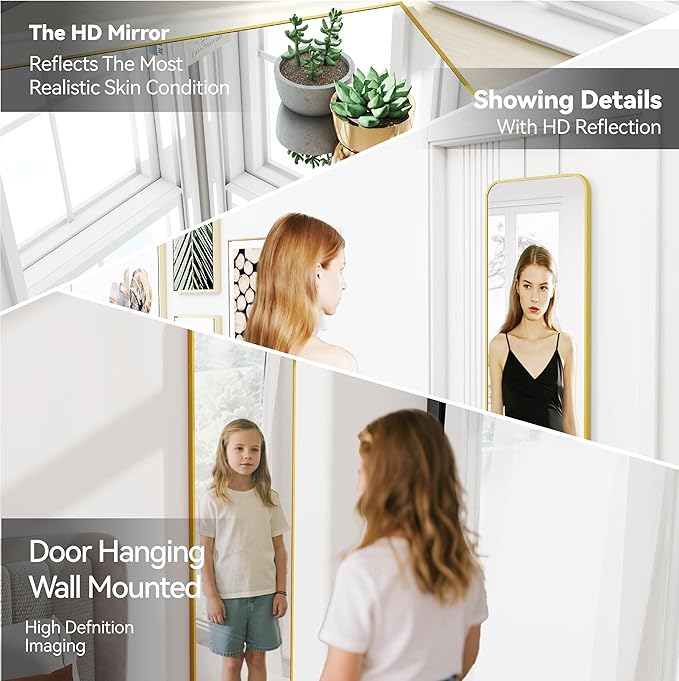 SCWF-GZ 47x14 Mirror Rectangle Full Body Length Door Hanging Wall Mounted - Image 4