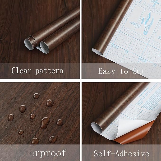 Heroad Peel and Stick Wallpaper Wood Contact Paper Wood Wallpaper Red Brown - Image 3