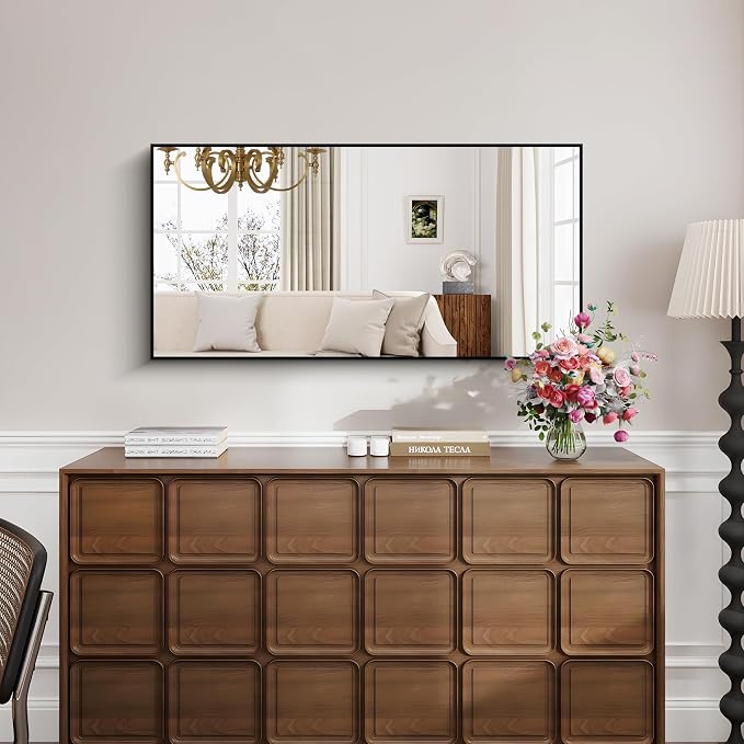 KOCUUY Black Bathroom Mirror, 24x48 Inch Rectangle Mirror - Image 4