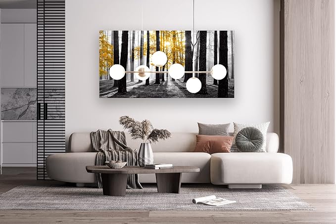 Cao Gen Decor Art S06350 Wall Art Canvas Painting Yellow Tree in Black and - Image 7