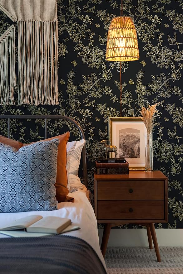 Froluya Black and Gold Wallpaper Peel and Stick Wallpaper 17.7"x196.8" Vintage - Image 9