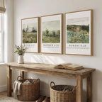 Framed Vintage Christian Wall Art Set of 3, Rustic Wildflower Landscape Bible - Image 2
