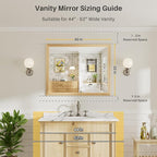 40x32 Inch Bathroom Mirror for Wall, Anti-Rust Oak Wood Grain Metal Framed - Image 2