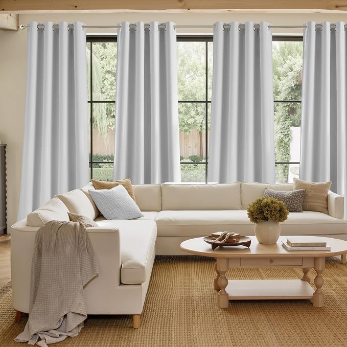 NICETOWN Room Darkening Greyish White Curtains 84 inches Long - Image 4