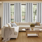NICETOWN Short Faux Linen Greyish White Blackout Curtains 63 inches Long - Image 4
