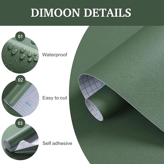 Dimoon 17.7''x393'' Peel and Stick Wallpaper Green Contact Paper - Image 4