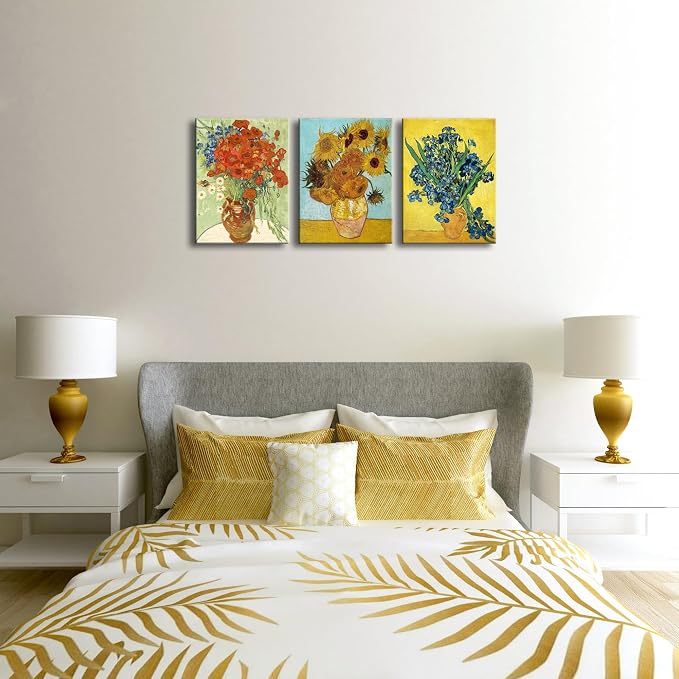Wieco Art 3 Panels Canvas Prints of Vincent Van Gogh Paintings Reproduction Red - Image 5