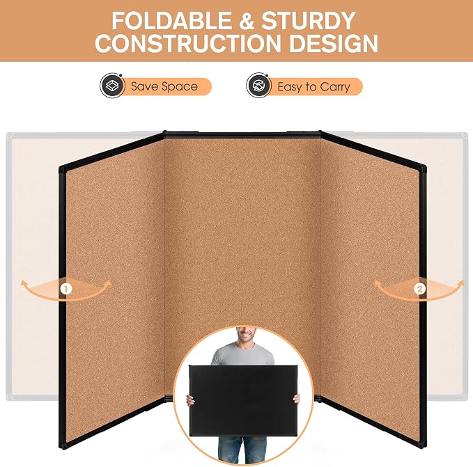 Extra Large Cork Bulletin Board 96" X 48", Foldable Notice Pin Board - Image 4