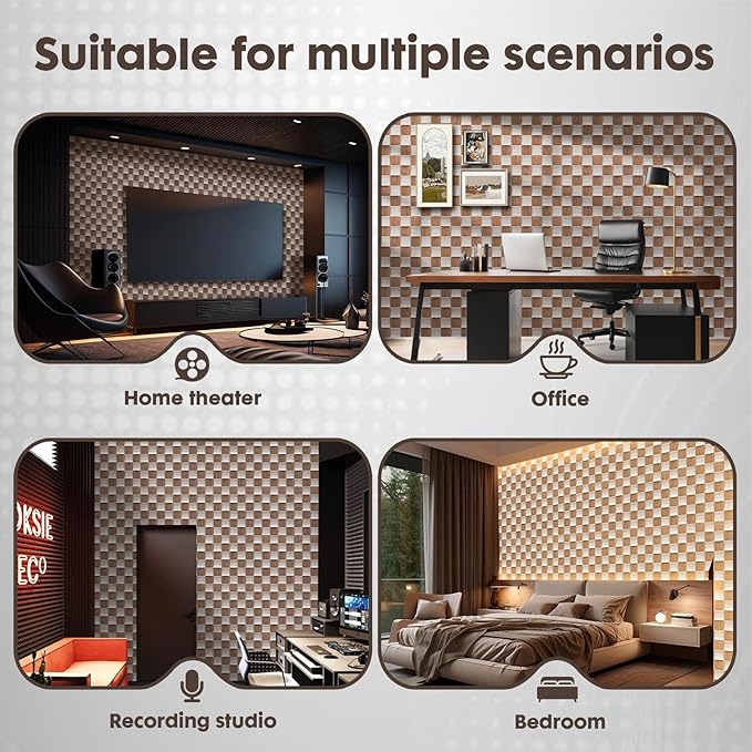 4 Pcs Acoustic Wood Slat Panels, Fluted Wood Panel Sound Absorbing Panel - Image 5