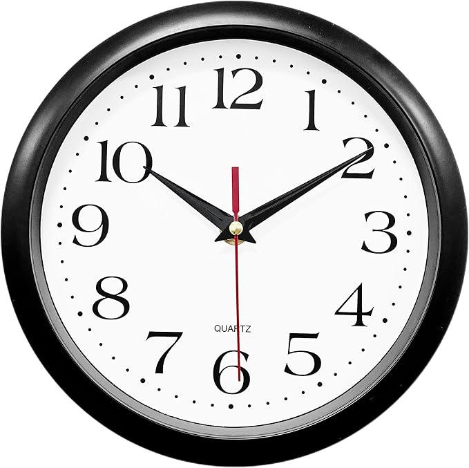 Bernhard Products Black Wall Clock Silent Non Ticking 8 Inch Quality Quartz by BernhardProducts