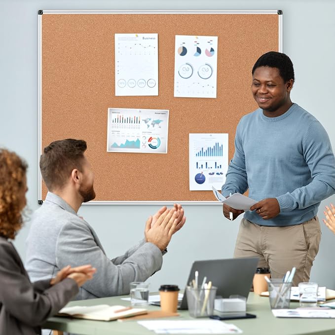 Extra Large Cork Bulletin Board 48" X 48", Wall Mounted Notice Pin Board - Image 3