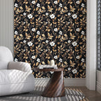 Extra Long Vintage Gold Wallpaper, 17.5" x 393" Classic Black and Gold Floral - Image 5