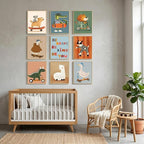 tgguytiy Kids Room Wall Art Set of 9 Cute Cartoon Animal Canvas Prints Nursery - Image 4