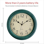 Foxtop Retro Silent Non-Ticking Round Classic Clock 12 Inch Quartz Decorative - Image 2