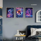 BGFCE Cool Soccer Gaming Wall Art Posters Set of 3, Neon Video Gamer Canvas - Image 9