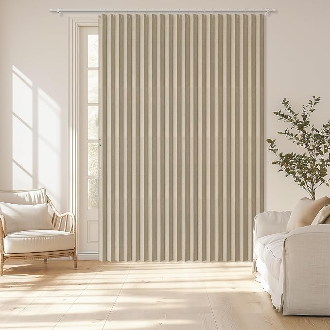 AJAZZ Blackout Accordion Door Curtain 98"x106" Cream Yellow - Image 9