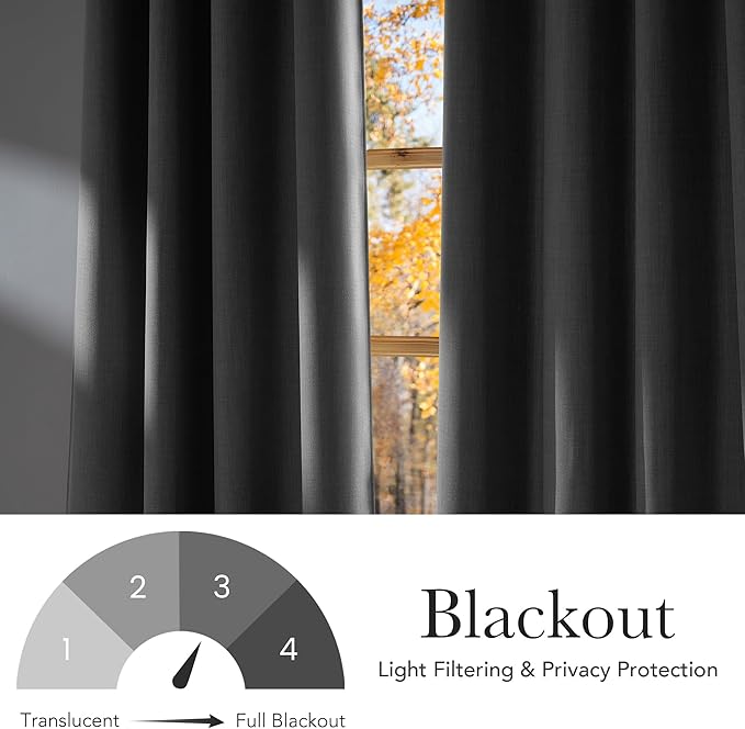 NICETOWN Light Grey Faux Linen Room Darkening Rod Pocket Curtains 63 inch Length - Image 6