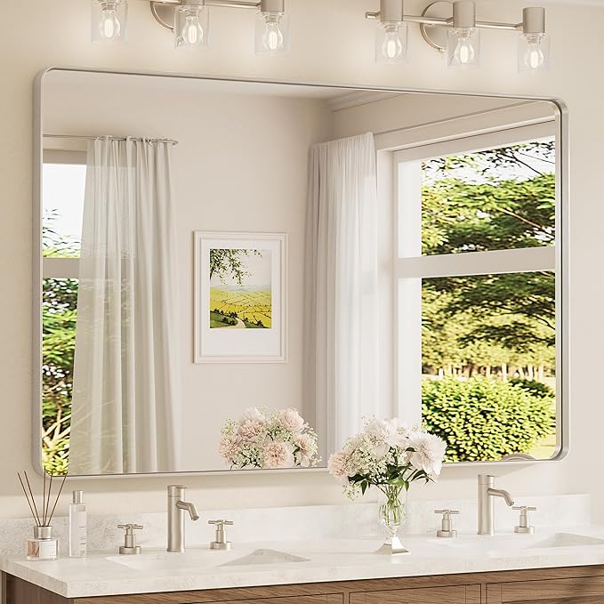 TETOTE 60 x 40 Inch Brushed Nickel Mirror by TETOTE