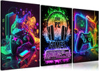 3Pcs Cool Gaming Wall Art Retro Video Gamer watercolor Posters Pictures by PPV