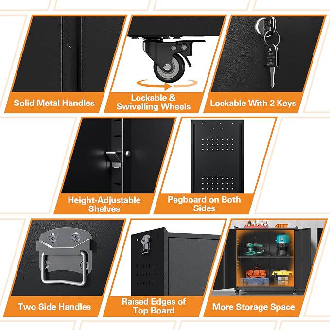 34" Metal Garage Storage Cabinet - Image 4