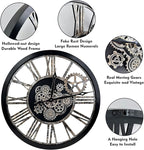 The B-Style Large Real Moving Gears Wall Clock 30 inch Rustic Retro Industrial - Image 4